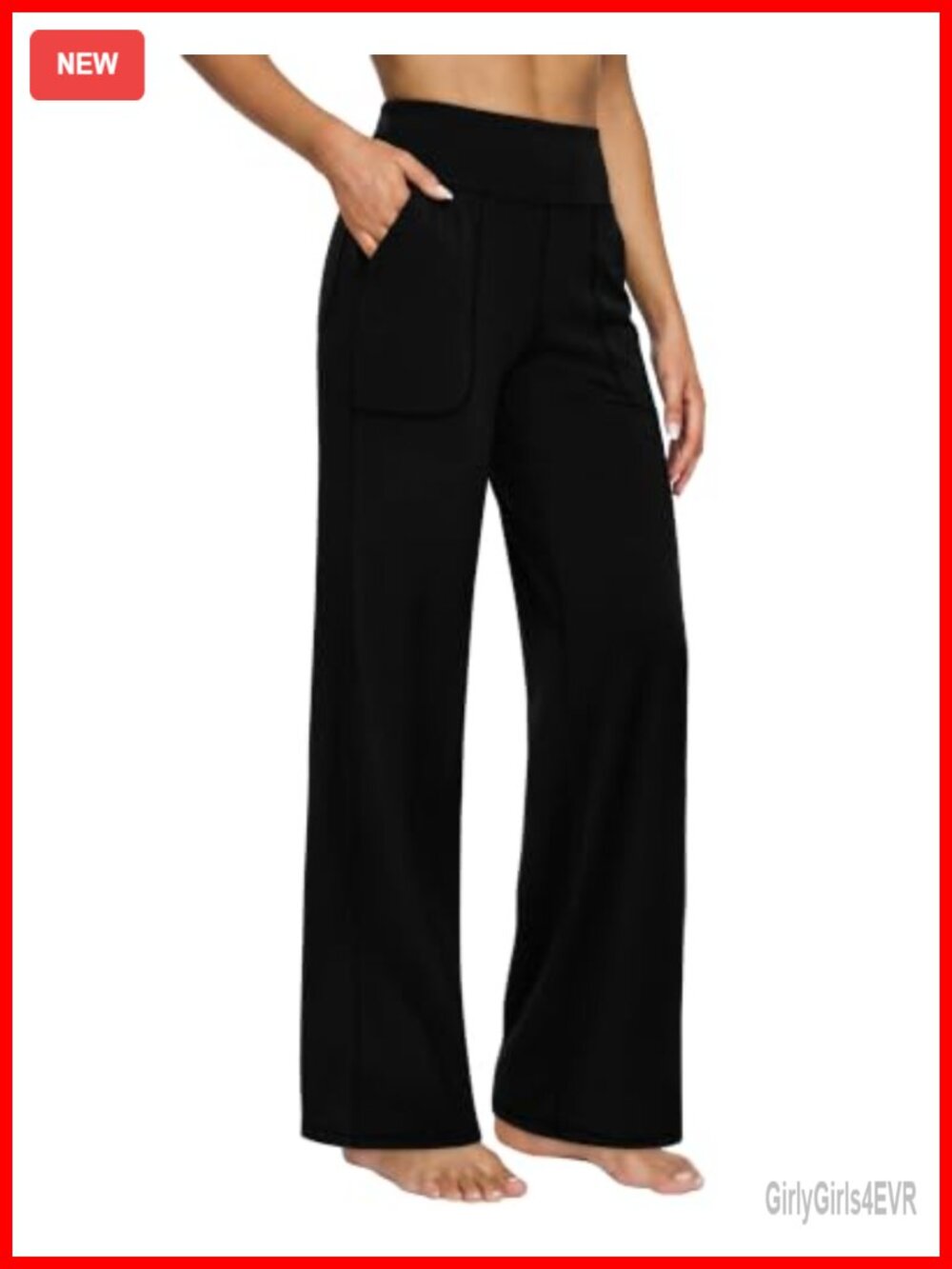 Wide Leg Yoga Pants High Rise 3 Pockets Tummy Control